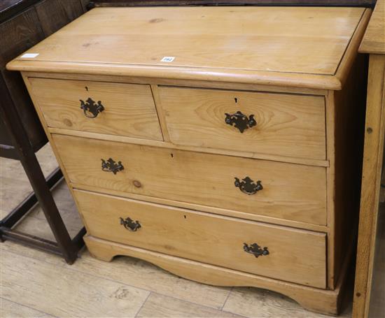 A Victorian stripped pine chest of drawers W.93cm